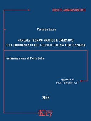 cover image of Manuale teorico pratico e operativo Dell'ordinamento del corpo di polizia penitenziaria